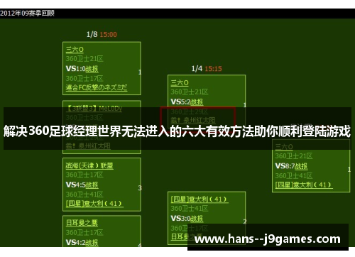 解决360足球经理世界无法进入的六大有效方法助你顺利登陆游戏